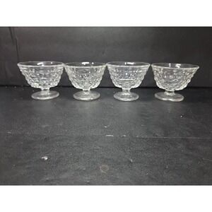 Fostoria American Cubist Sundae Dishes, Set of 4, Clear Goblet, 3" Dessert Bowls